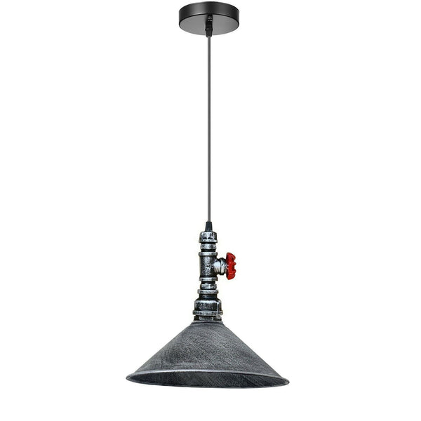 Industriële vintage plafondhanglampen, metalen pijp, geborstelde kleur, lampenkappen~1310 – Geborsteld zilver