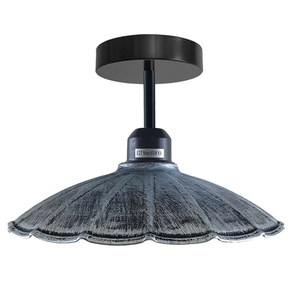 Moderne industriële retro metalen plafond hanglamp ~1402 – Geborsteld zilver / Zonder lamp