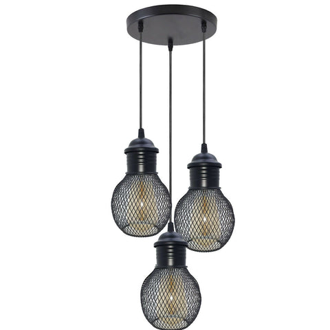 3Head Modern Vintage Industrial Retro Loft Cage Ceiling Lamp Shade Pendant Light~1325