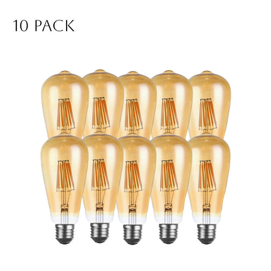 10 Pack ST64 E27 8W Dimmable Retro Classic LED Filament Bulbs~4174