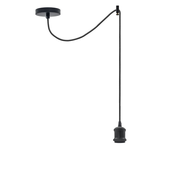 Spider Ceiling Pendant Light 2m Fabric 3Core Cable E27 ~4483 – Black / No