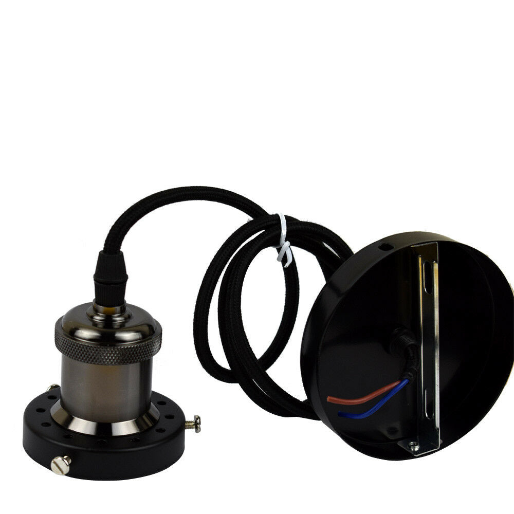 LEDSone Industrial Vintage Black Pendant Light Lamp Set E7 Holder with adjustable cable ~3259 - LEDSone UK Ltd