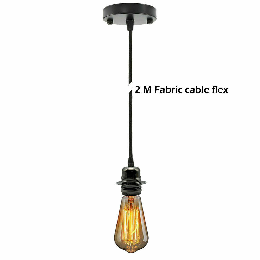 Black Ceiling Rose Fabric Flex Hanging Pendant Light Lamp Holder FREE Bulb Fitting Lighting Kit~2333 - LEDSone UK Ltd