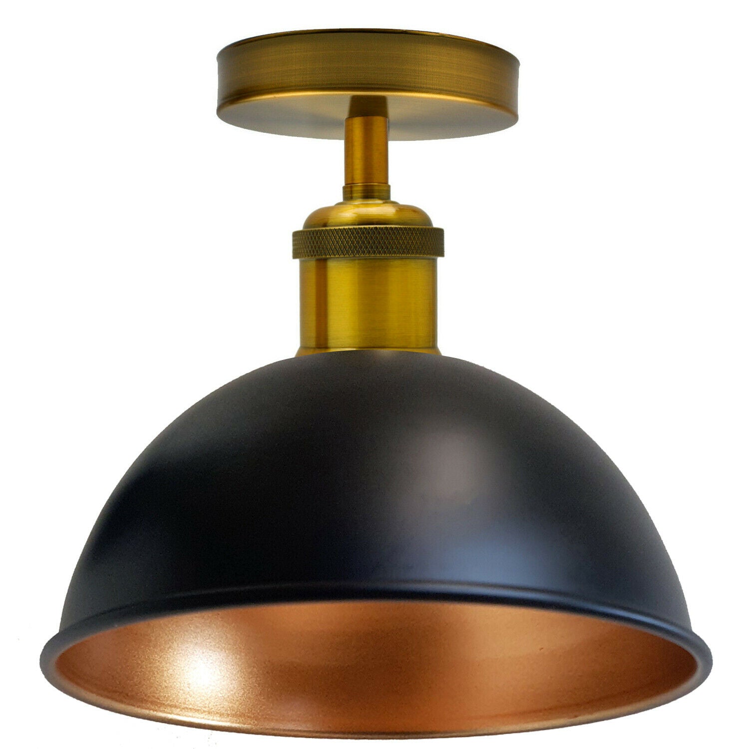 Black Gold Inner Vintage Retro Flush Mount Ceiling Light Rustic Color Metal Lampshade~1788 - LEDSone UK Ltd