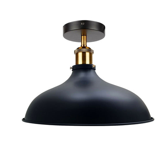 Black Modern Vintage Flush Mount Brass Black Scone Ceiling Light Shade~1780 - LEDSone UK Ltd