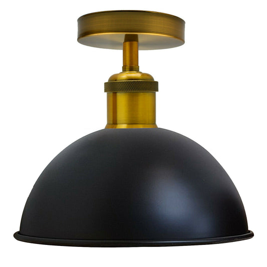 Black Vintage Retro Flush Mount Ceiling Light Rustic Color Metal Lampshade~1790 - LEDSone UK Ltd