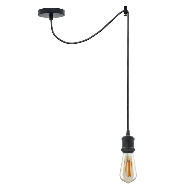 Spider Ceiling Pendant Light 2m Fabric 3Core Cable E27 ~4483 – Black / Yes