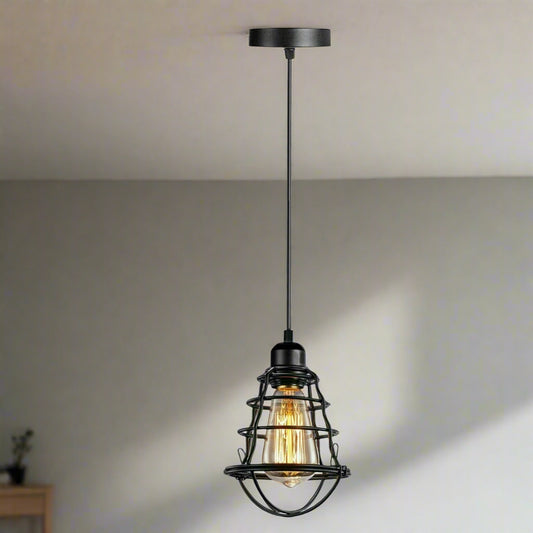 Vintage Modern Black Hanging Pendant Light Ceiling Lamp With95cm Adjustable Wire For Kitchen, Bedroom, Living room~1360 - LEDSone UK Ltd