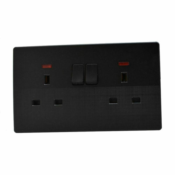 Black Double Plug Sockets 13 A ~2526 – 2 Gang Socket