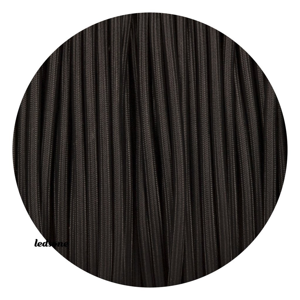 3 core Round Vintage Braided Fabric Black Cable Flex 0.75mm