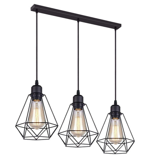 Retro Loft 3 Head Ceiling Light Shade Pendant Lamp With Bulbs~2563 - LEDSone UK Ltd