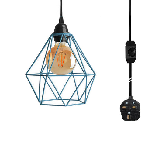 Dimmer Switch Plug In Pendant Lamp Light Set With Blue Wire Cage~1864 - LEDSone UK Ltd