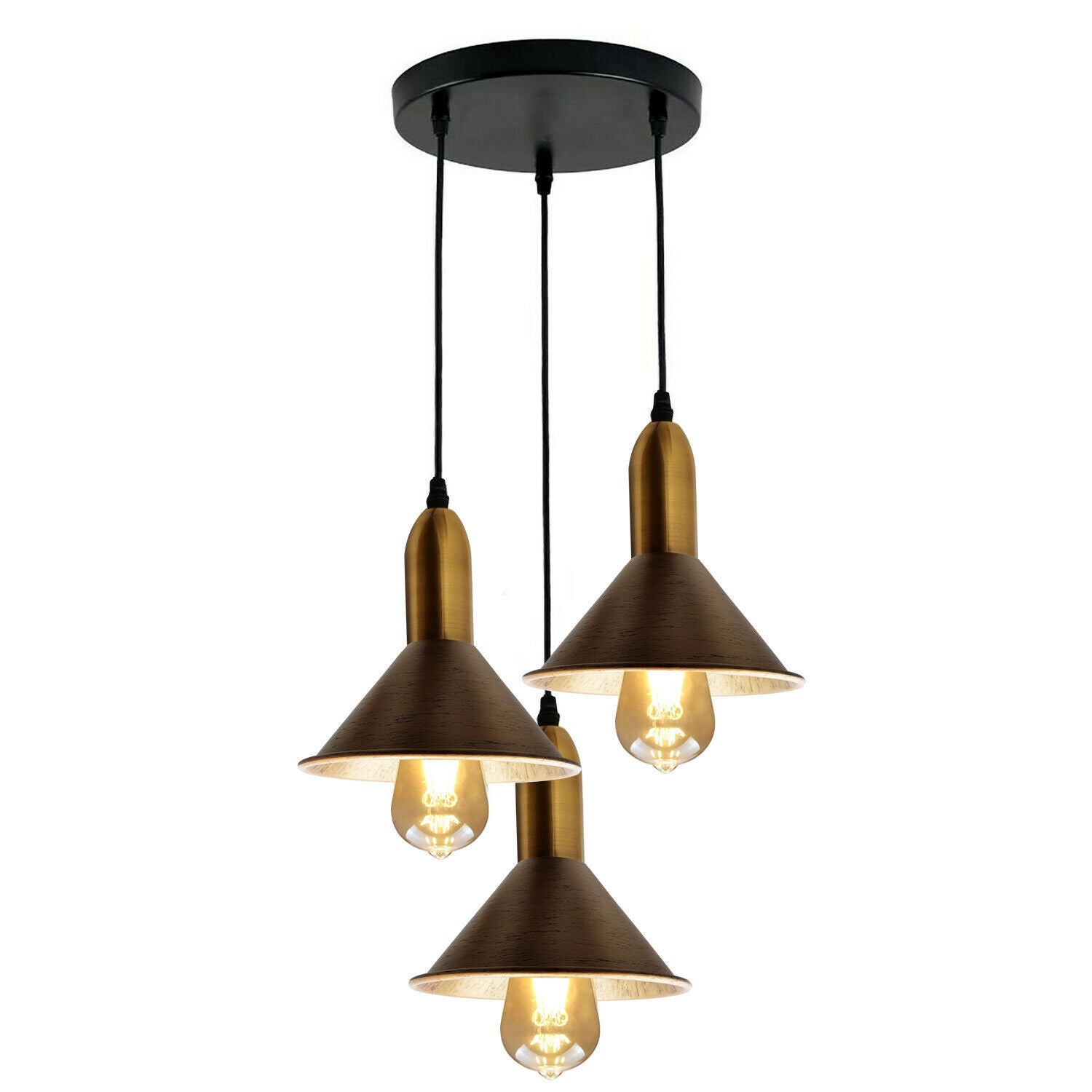 Brushed Copper 3 Point Multi Drop Outlet Ceiling Light~1584 - LEDSone UK Ltd