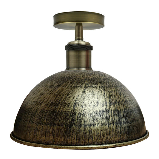 Brushed Brass Vintage Retro Flush Mount Ceiling Light Rustic Colour Metal Lampshade~1784 - LEDSone UK Ltd