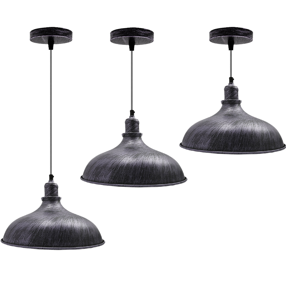 Brushed Silver Industrial Retro Ceiling Pendant Light~1479 - LEDSone UK Ltd