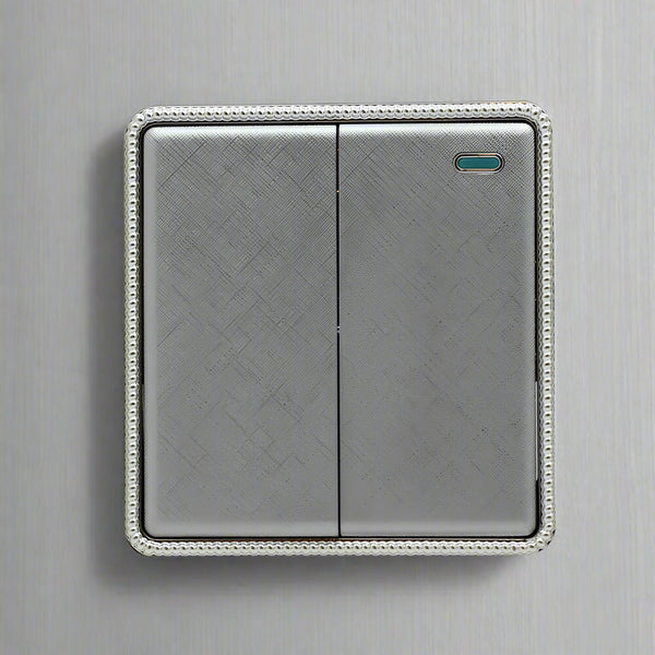 Brushed Chrome Screwless Light Switches & Socket~2454 – 2 Gang Light Switch