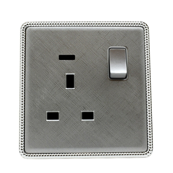 Brushed Chrome Screwless Light Switches & Socket~2454 – 1 Gang Socket