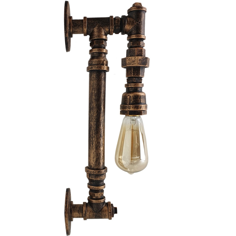 Brushed Copper Steel Pipe Wall Vintage Industrial Retro Style Lamp Light~2814 - LEDSone UK Ltd