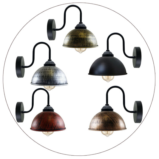 Industrial Wall Light, Retro Wall Lamp with Dome Metal Shade, E27 Indoor Wall Lighting Fixtures~1264 - LEDSone UK Ltd