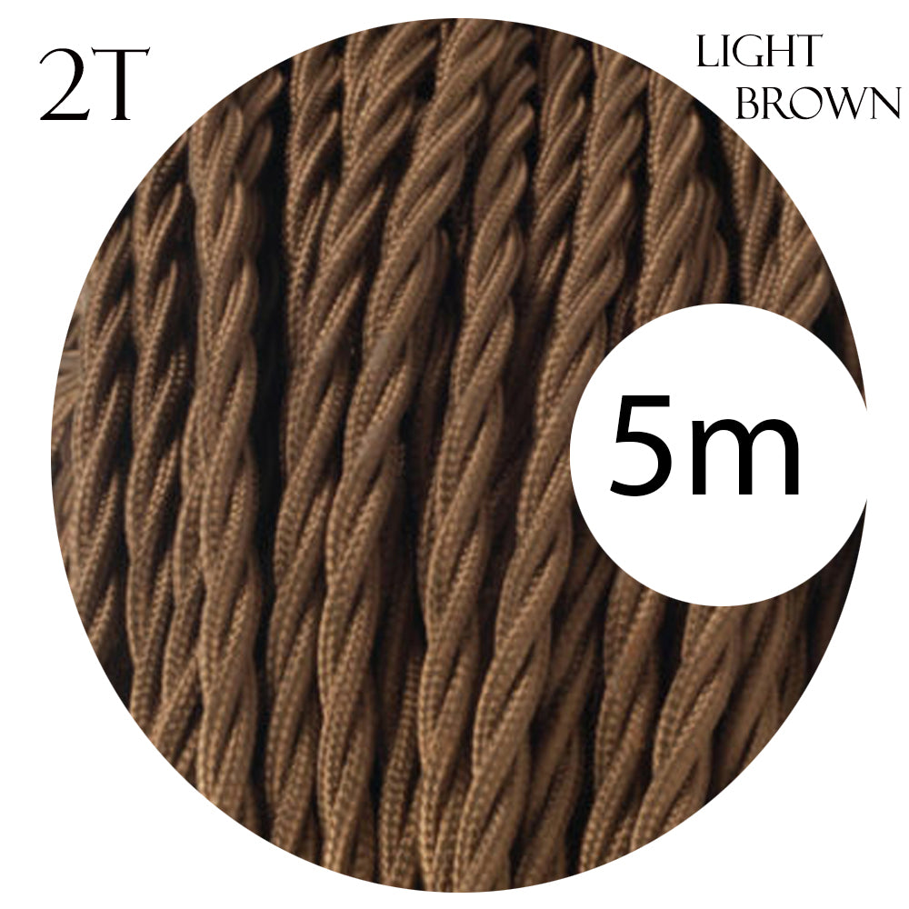 Light Brown 2 Core Twisted fabric Covered Electrical cable.JPG