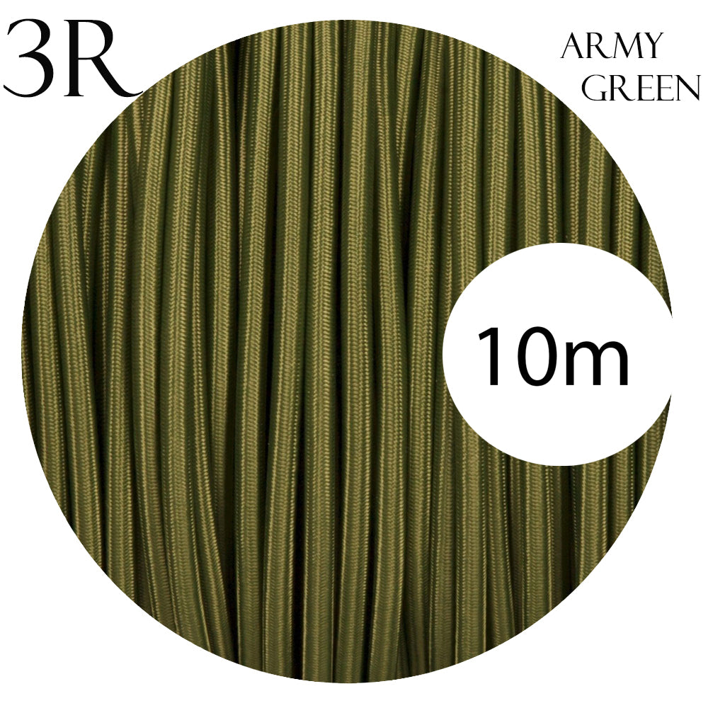 3 core round cable 10m Army green