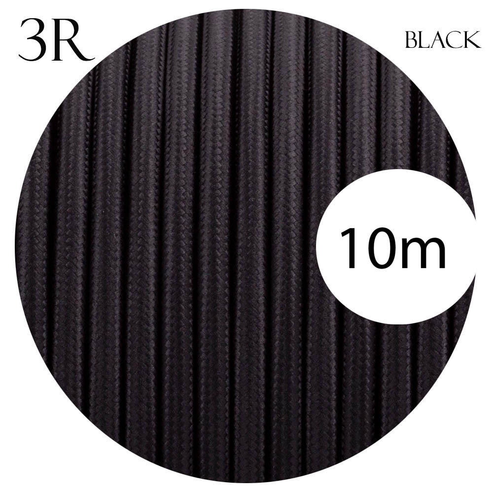 3 core round cable 10m Black