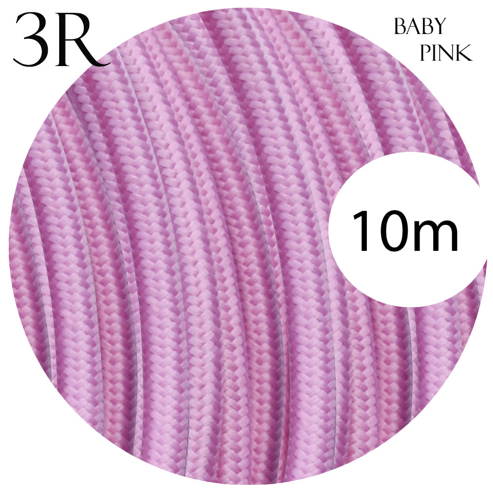3 core round cable 10m baby pink
