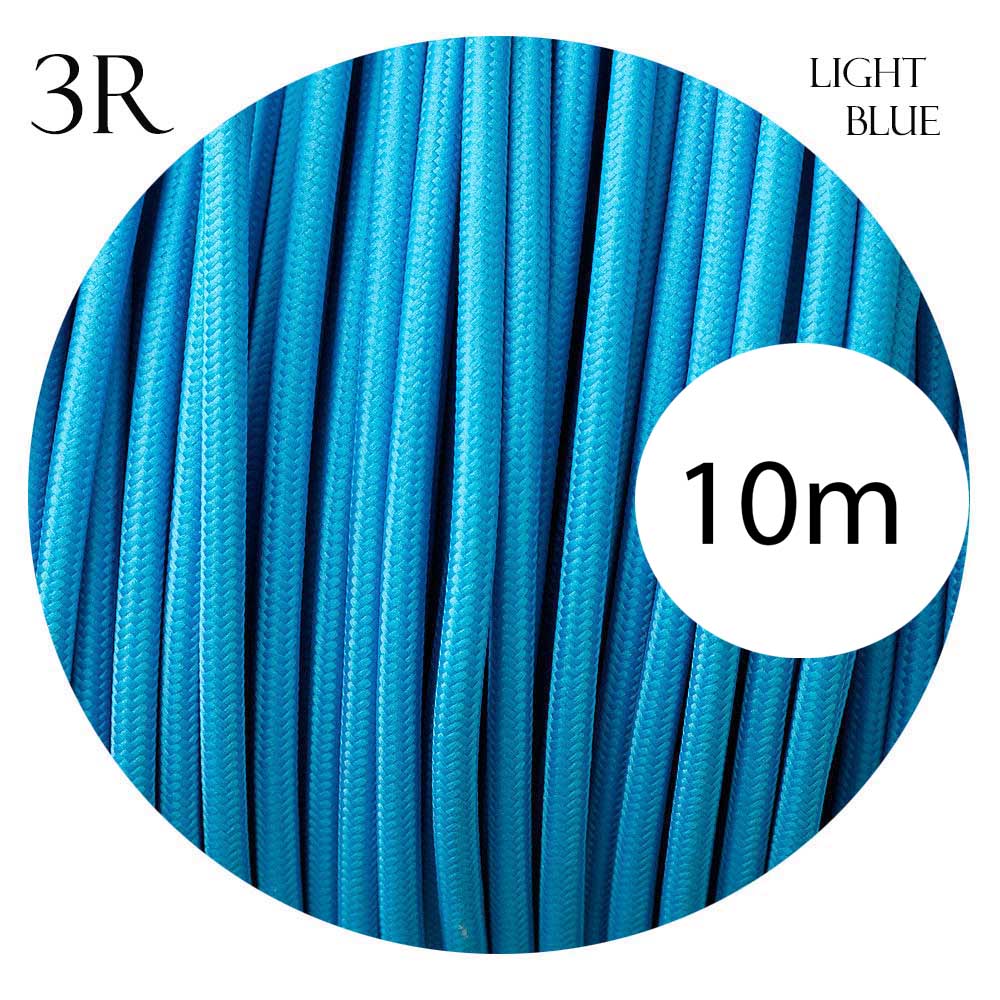 3 core round cable 10m light blue