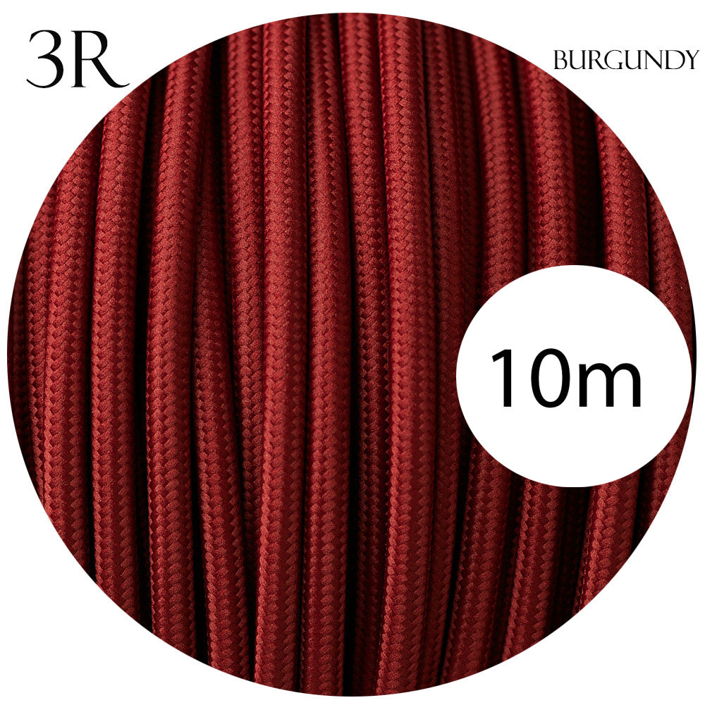 3 core round cable 10m Burgandy