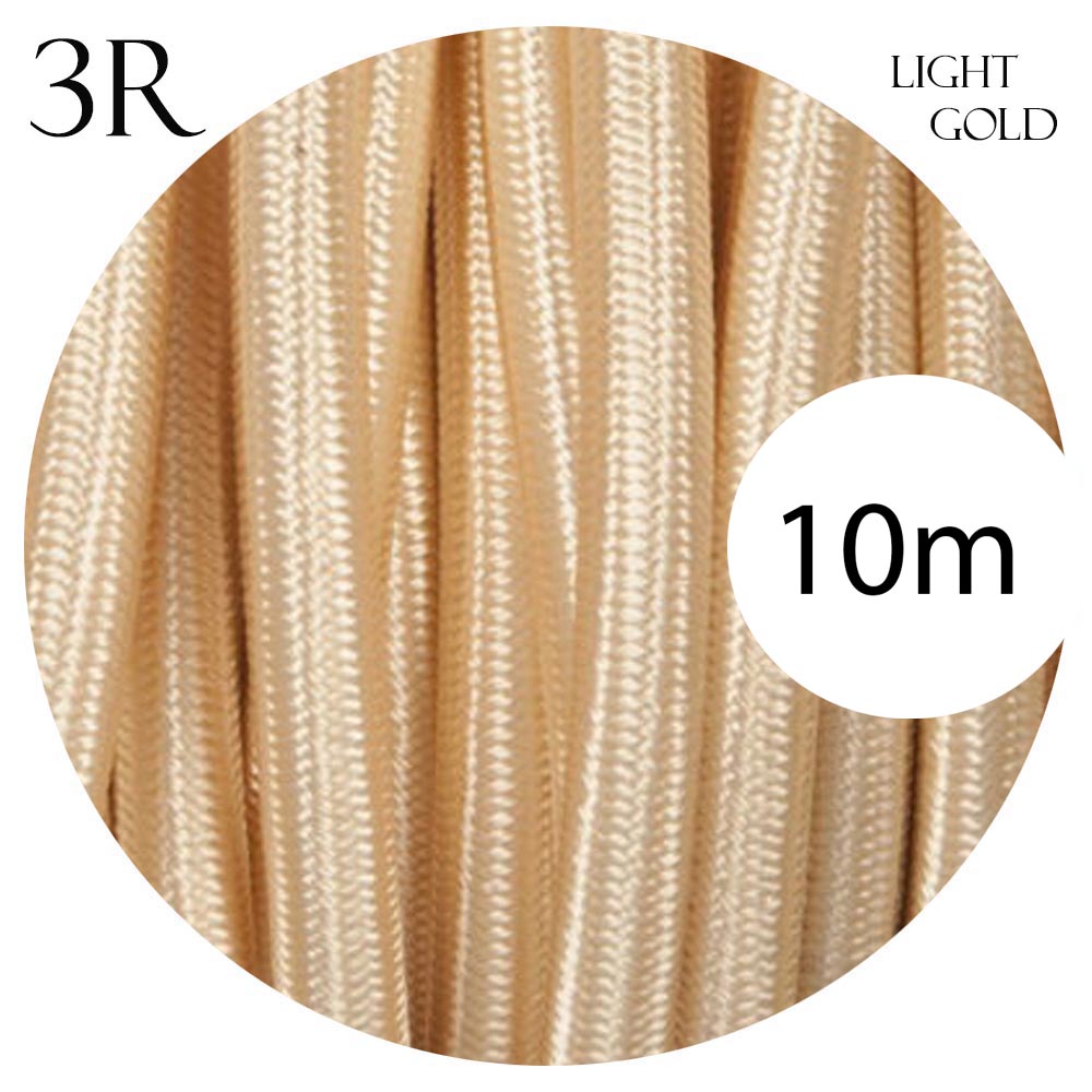3 core round cable 10m light gold