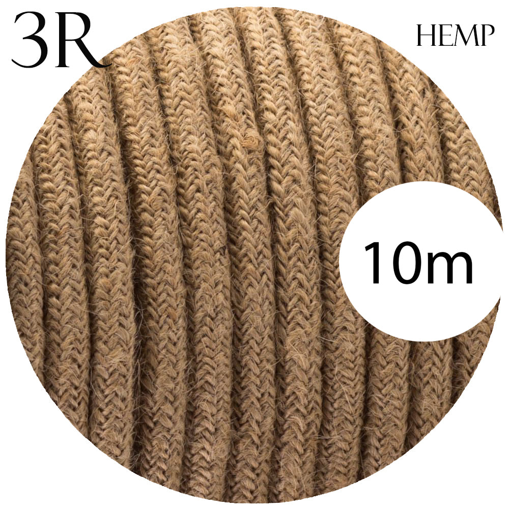 3 core round cable 10m hemp