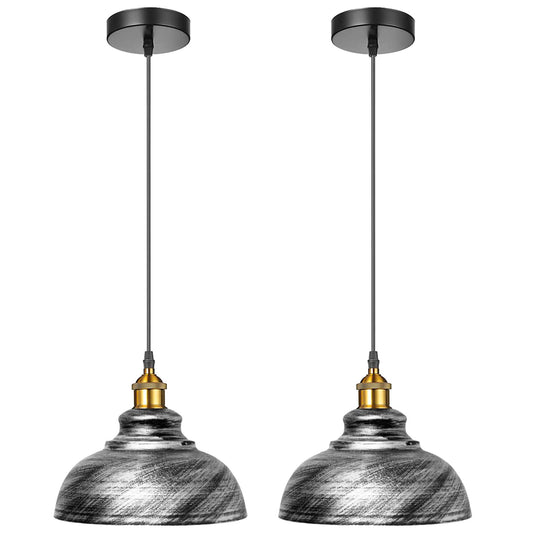 2 Pack Vintage Industrial Ceiling Pendant Light Retro Loft Style Metal Shade Black Lamp~3569 - LEDSone UK Ltd