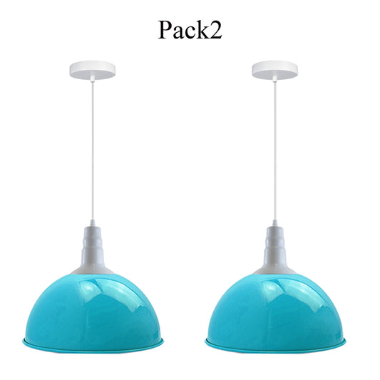 2 Pack Lampshade Vintage Industrial Metal Blue Ceiling Pendant Lights Shade~3566 - LEDSone UK Ltd