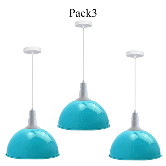 3 Pack Lampshade Vintage Industrial Metal Blue Ceiling Pendant Lights Shade~3565 - LEDSone UK Ltd