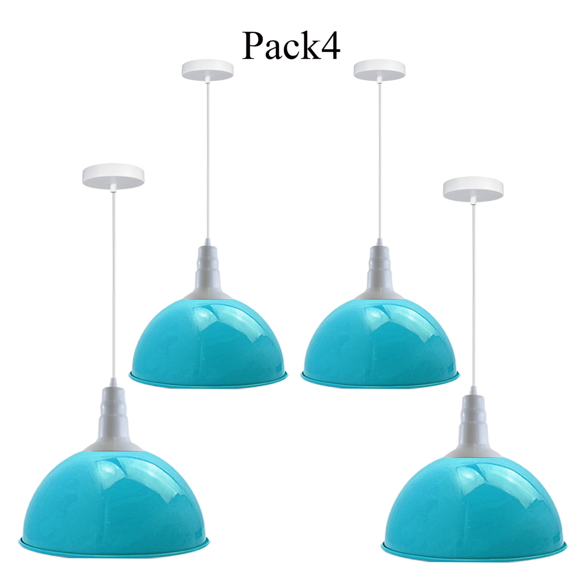 4 Pack Lampshade Vintage Industrial Metal Blue Ceiling Pendant Lights Shade~3564 - LEDSone UK Ltd