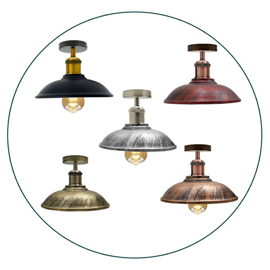 Industrial Vintage Style Rustic Metal Flush Mount Lights~1833 - LEDSone UK Ltd