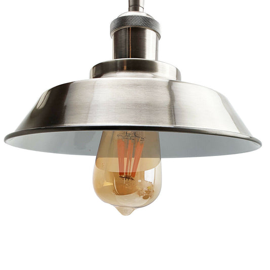 Ceiling Light Retro Flush Mount Ceiling Lamp Shade Fitting Satin Nickel~1925 - LEDSone UK Ltd