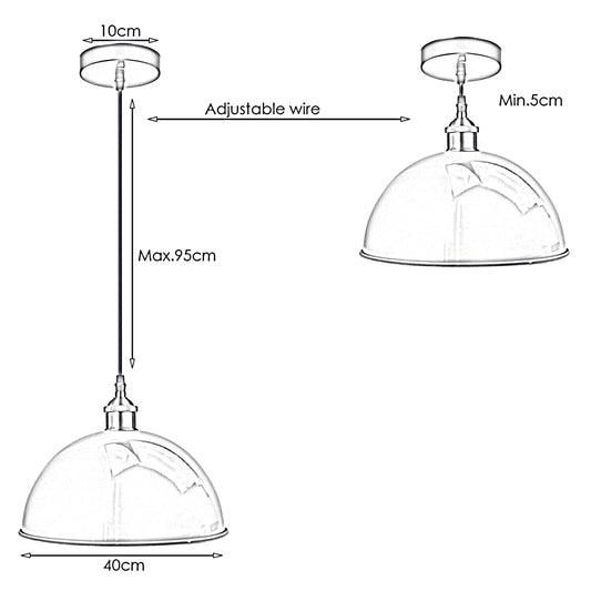 Grey Metal Ceiling Light Pendant Shade Retro Lampshade~1846 - LEDSone UK Ltd
