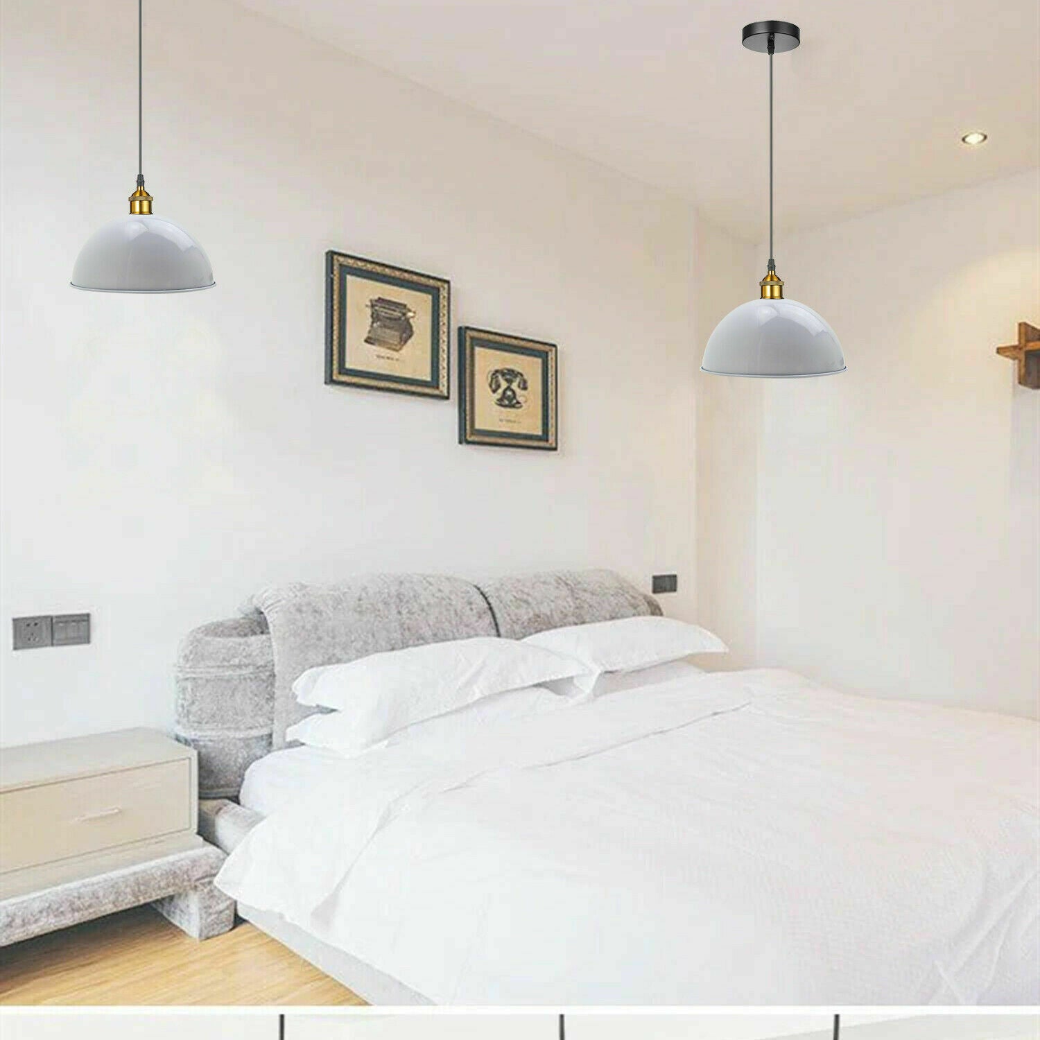 White Modern Pendant Light Shade Ceiling Suspension Lamp Half 40cm Dome~1849 - LEDSone UK Ltd
