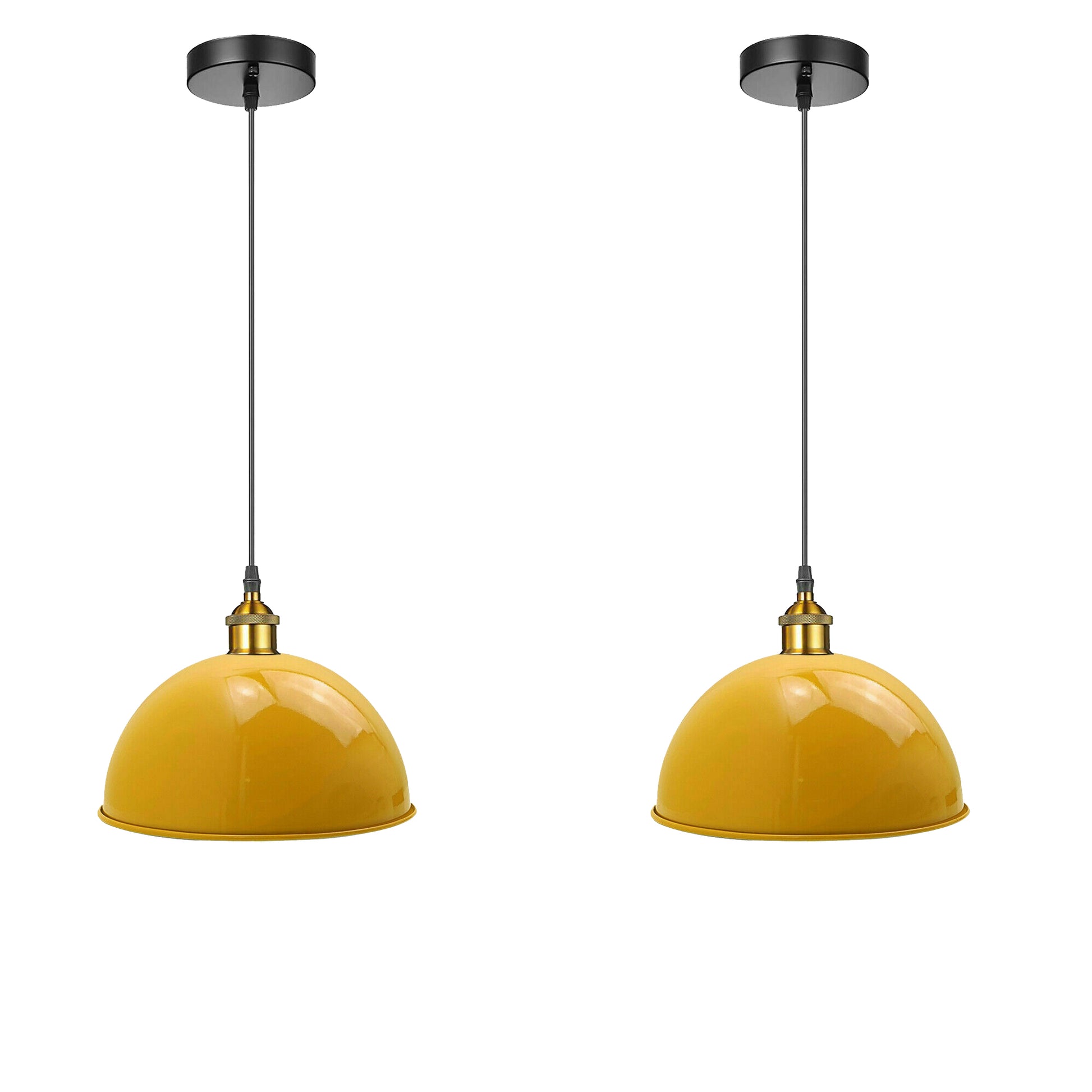 Yellow Retro Pendant Light Industrial Lights 40cm Metal Shade Chandelier~1850 - LEDSone UK Ltd