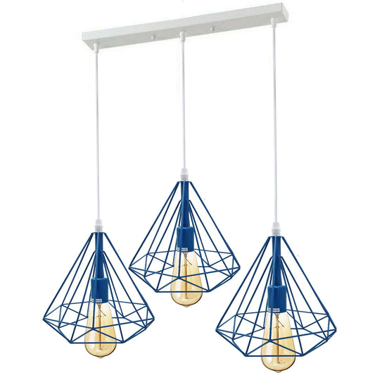 3 Head Blue Ceiling Pendant Lights Lampshade~1805 - LEDSone UK Ltd