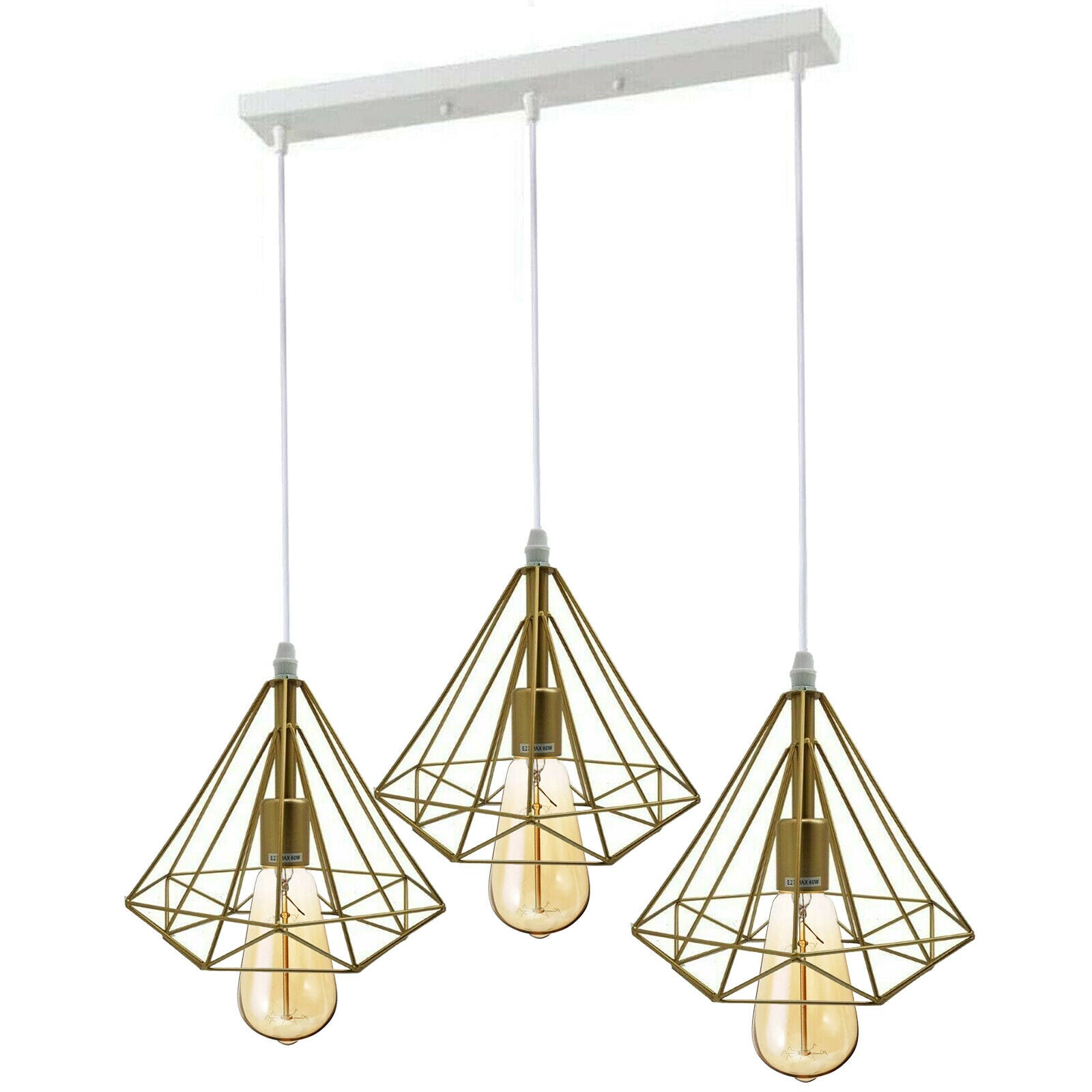 3 Head Gold Ceiling Pendant Lights Lampshade~1806 - LEDSone UK Ltd