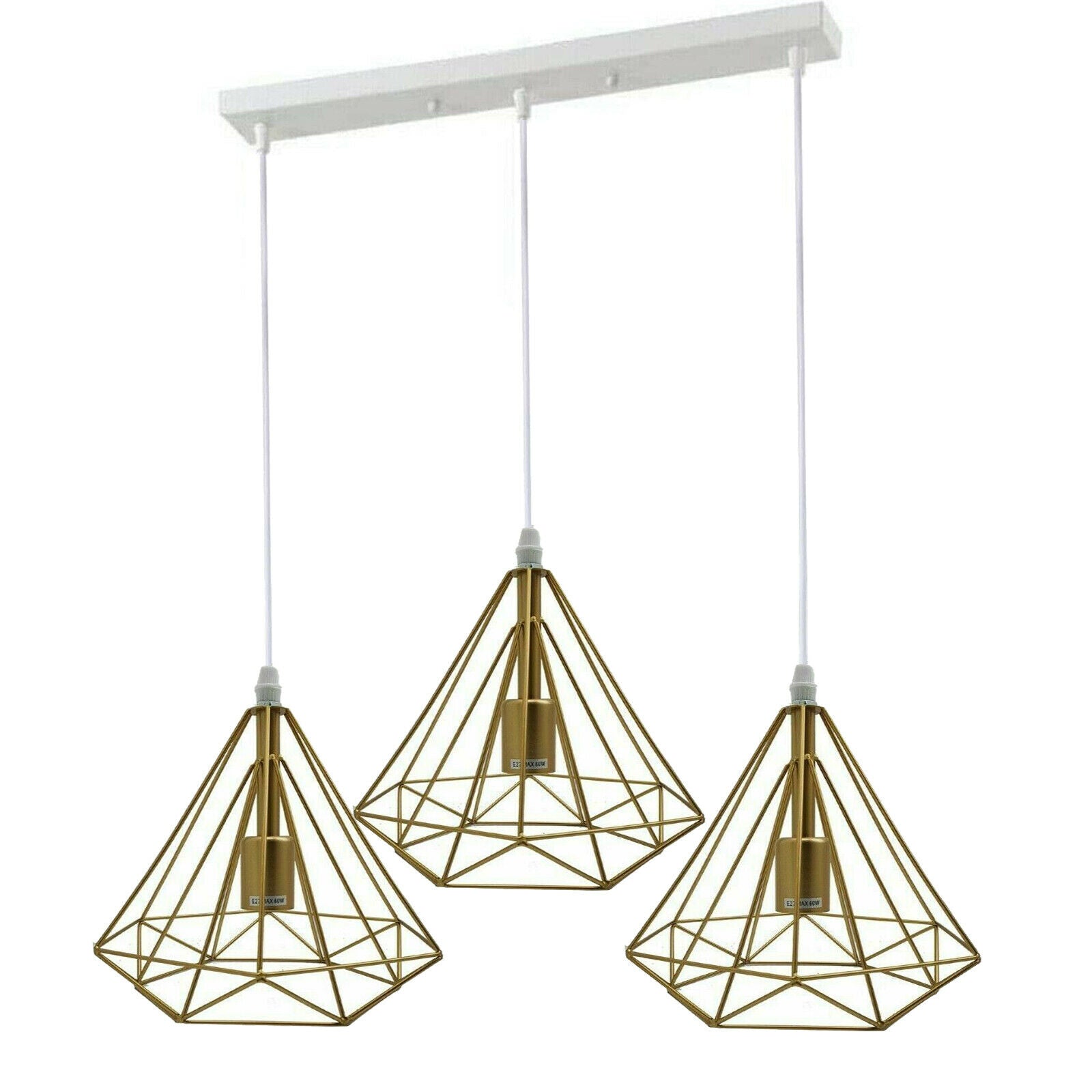 3 Head Gold Ceiling Pendant Lights Lampshade~1806 - LEDSone UK Ltd