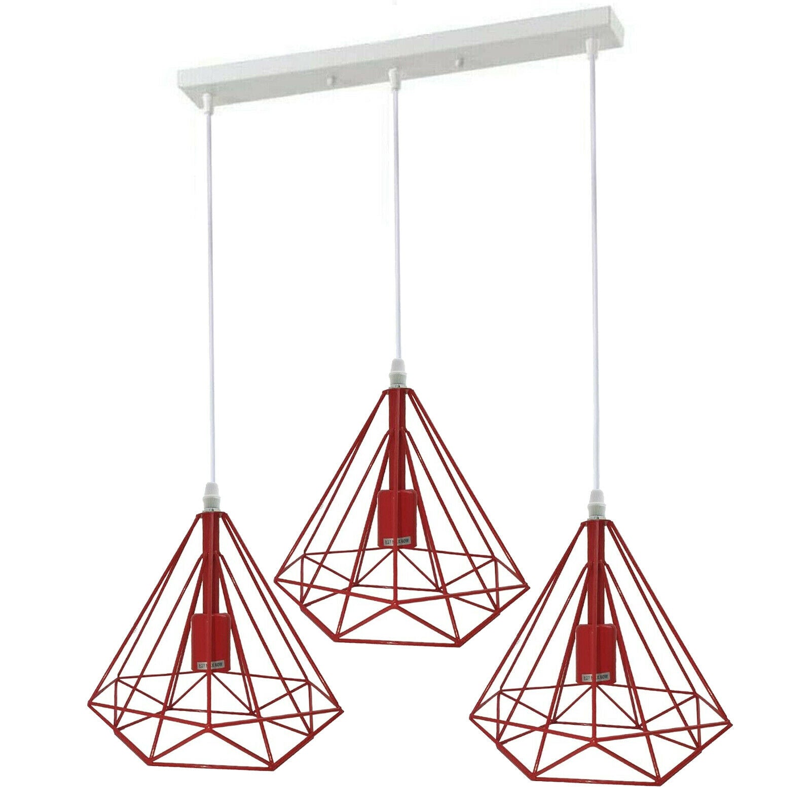 3 Head Red Ceiling Pendant Lights Lampshade~1803 - LEDSone UK Ltd