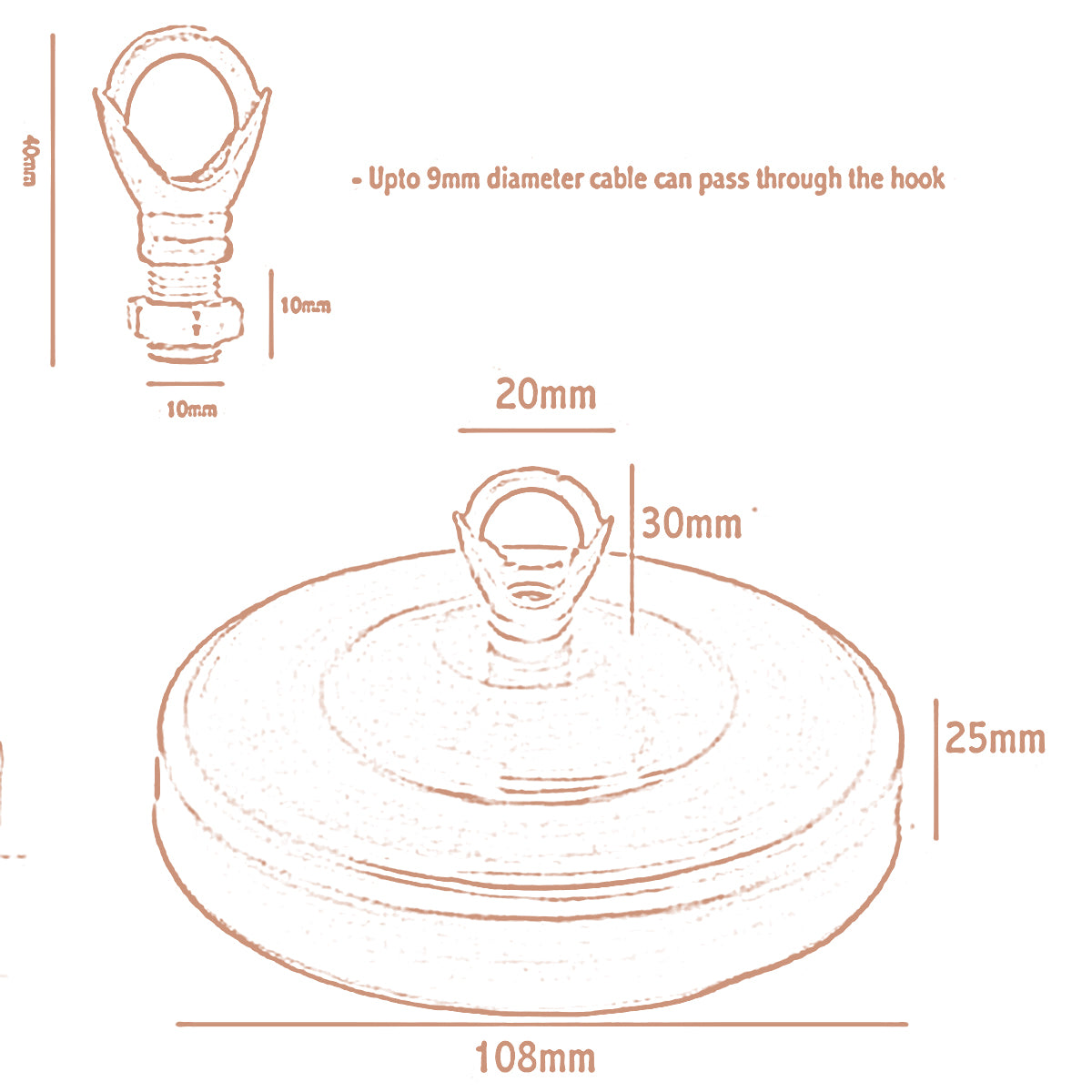 Ceiling Rose Hook Plate Rose Gold Color Light Fitting Chandelier 108mm Diameter~2647 - LEDSone UK Ltd