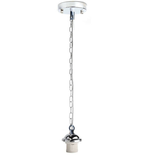Chrome Metal Ceiing E27 Lamp Holder Pendant Light With Chain~1775 - LEDSone UK Ltd
