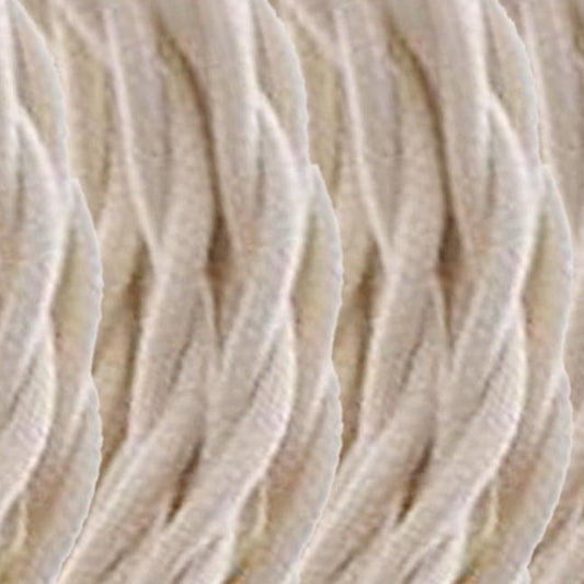 5m Cream 2 Core Twisted Lighting Electric Fabric 0.75mm Cable