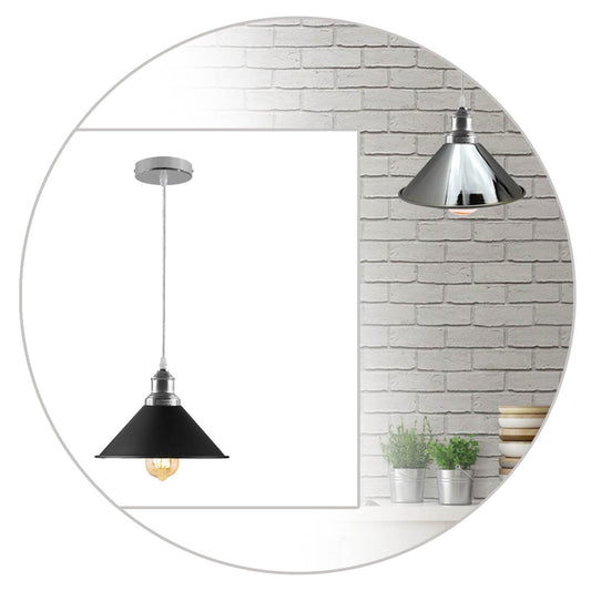 Retro Metal Pendant Chrome Ceiling Light Lamp Shade~1506 - LEDSone UK Ltd