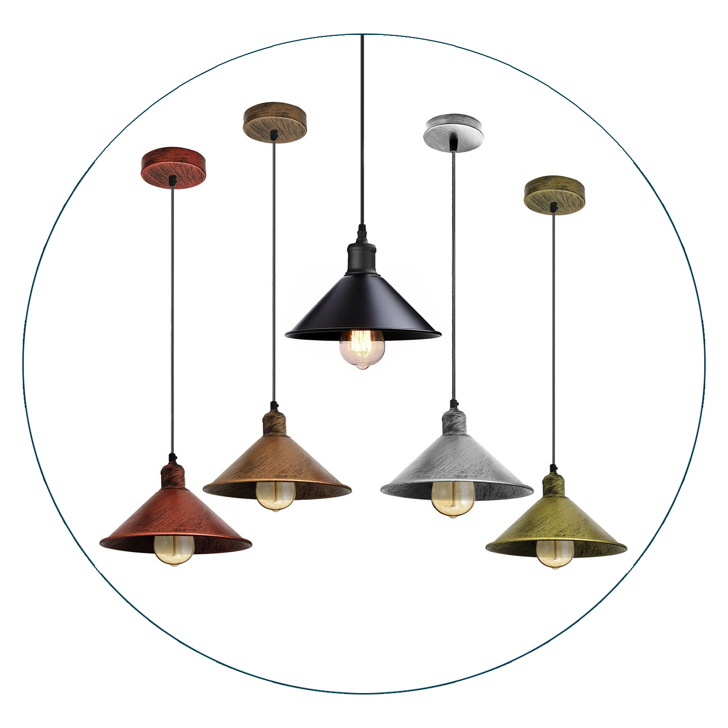 Industrial Retro Vintage Rustic Hanging Ceiling Brushed Lampshade~1170 - LEDSone UK Ltd