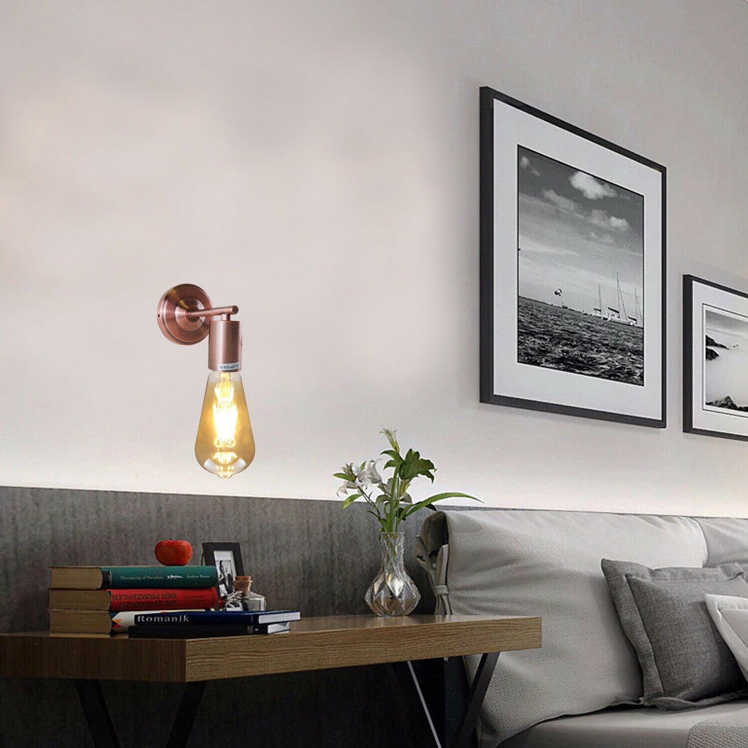 Copper Industrial Vintage Retro Metallic Sconce Wall Light Lamp Fitting~1694 - LEDSone UK Ltd